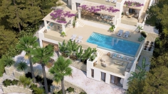 Exclusieve high-end villa in Ibiza-stijl met op toplocatie Moraira spectaculair zeezicht