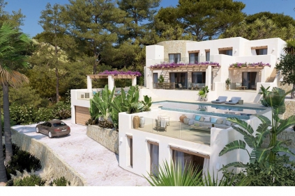 Exclusive high-end Ibiza-style villa with spectacular sea views in San Jaime, Moraira