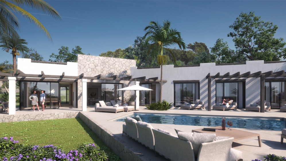 Schitterende Ibiza stijl villa in aanbouw op groot perceel vlakbij Santa Getrudis